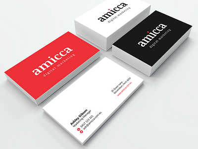 Logo and stationery amicca branding businesscard digitalmarketing logo marketing simplistic stationery