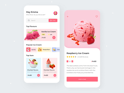 Ice Cream Shop - Mobile App app app concept app design application concept ecommerce ice cream mobile app mobile ui online food ui