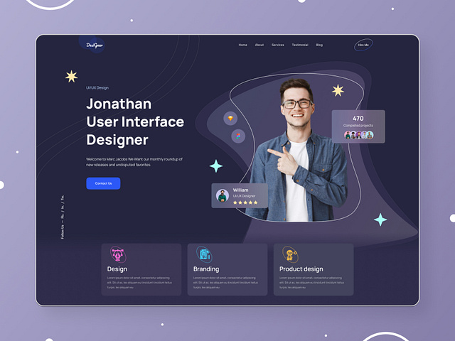 personal portfolio Website UI by Ibne Riead on Dribbble