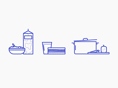 WIP: Everyday Icons - Meals breakfast carrot cornflakes diner drawing icon line lunch milk pepper sandwich water