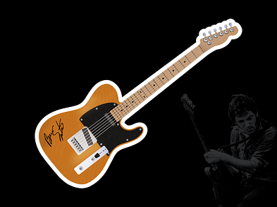 Bruce Springsteen Fender Sticker autograph bruce fender guitar music springsteen sticker
