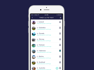 Daily UI #019 - Leaderboard app backpack colombia compare daily ui iceland leaderboard list must see travel visit