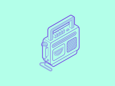 Awesometric sing-a-long illustration isometric line mic radio sing a long sticker toy tutorial vector