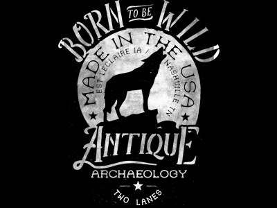Antique Archaeology Print antique archaeology lettering merch t shirt design wolf