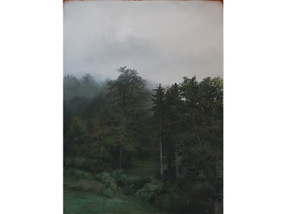 "Through the Woods" adventure fine art landscape oil painting woods