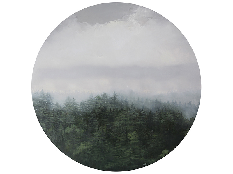 "Hunger Of the Pines" clouds pines trees exhibition oil painting fine art circle art