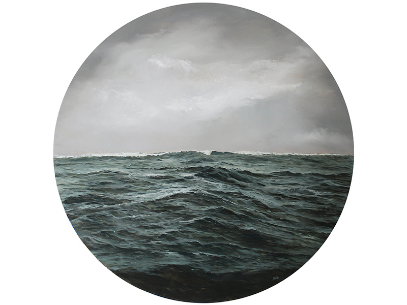 "Temporary Escape" round sky waves seascape oil painting fine art ocean