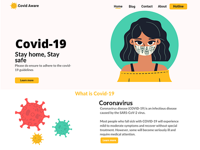 My sample design for a Covid-19 landing page