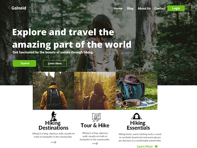My sample design for a Hiking Landing page