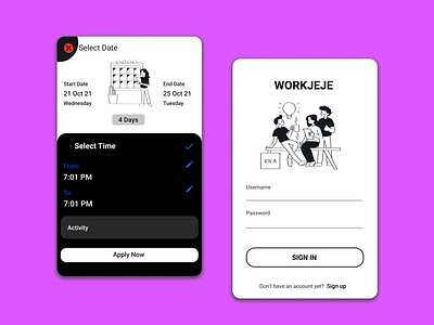 Workjeje app design