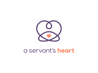 A Servant's Heart branding community coral design eye faith grid grid layout heart hug icon line logo love person purple servant single line vector vision