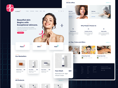 Lumen Skincare Website Concept branding dark ecommerce pink sincare web design website