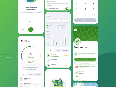 Carbonery Mobile UI Kit green mobile mobile ui ui desgin ui kit