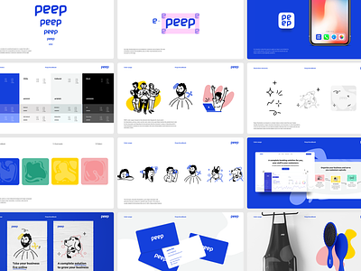 Peep Brand Book blue booking booking platform branding design illustrations logo saas saas branding tech tech branding vector