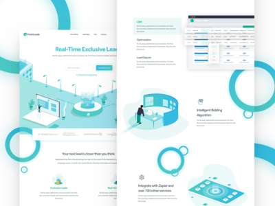 Freshleads Home Page circles freshleads gradients home illustrations isometric website