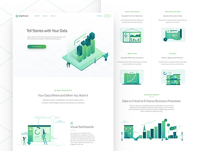Brightscout - Business Intelligence brightscout charts data graphs green gradient illustration intelligence isometric web design website