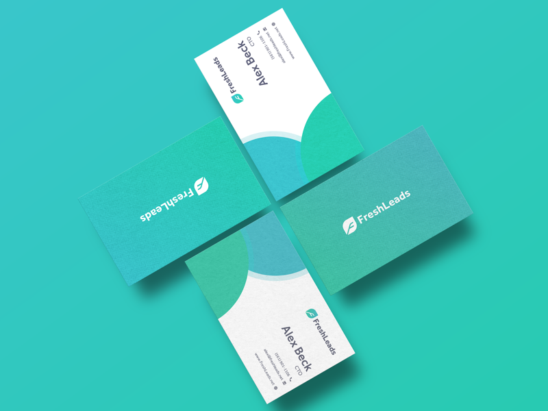 Freshleads Business Cards gradient logo icon leaf business cards freshleads