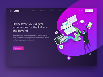 dotCMS Home Page - Hero gradient header hero orchestrate purple website