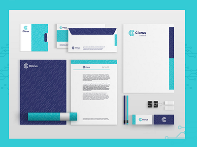 Clarus Stationary blue branding branding design broadband print design stationary