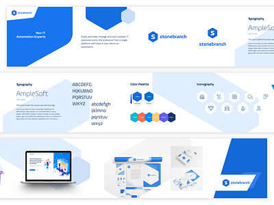 Stonebranch Stylescape blue brand and identity brand design branding hexagon stylescape