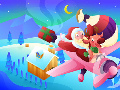 Santa's Coming to Town christmas colorful holiday holiday design illustration santa santa claus santa clause santaclaus