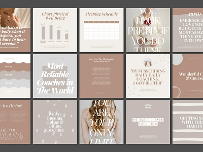 Wellness Instagram Creator Kit creativemarket design editorial design instagram instagram creator instagram post layout layout design minimal social media