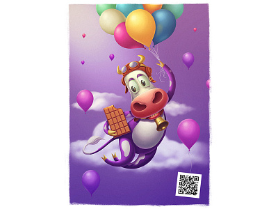 Milka flight advertising illustration character design