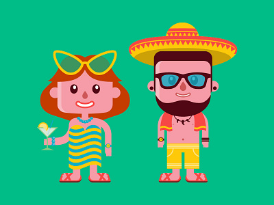 On Vacations beach cartoon illustration character art character concept character design characters children illustration girl illustration man mexican relax svg vacations vector woman