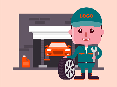 Mechanical advertising illustration app design car cartoon illustration character art character design illustraion mechanics svg ui ux ui design