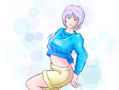 practice anime digitalart girl illustration procreate
