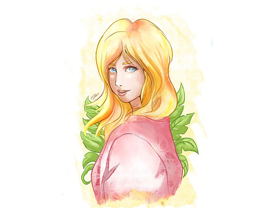 Blondy digitalart girl illustration procreate