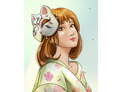 Girl with cat mask