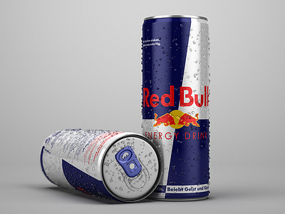 Red Bull 3d 3ds max advertising can droplets model product design product shot red bull render vray water