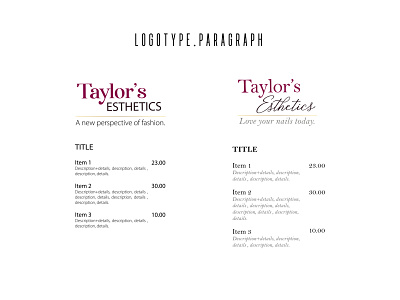 Taylor's Esthetics