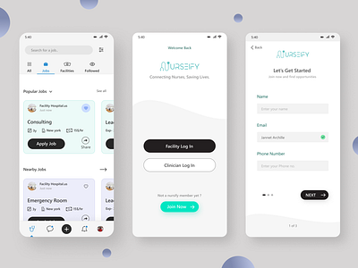 App design for Nurses job portal app design branding design graphic design home page illustration job portal landing page ui ux web design