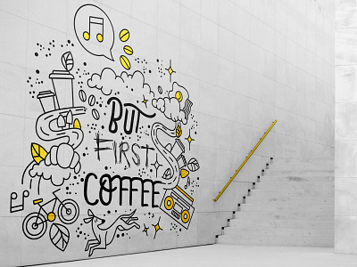 But First Coffee Mural