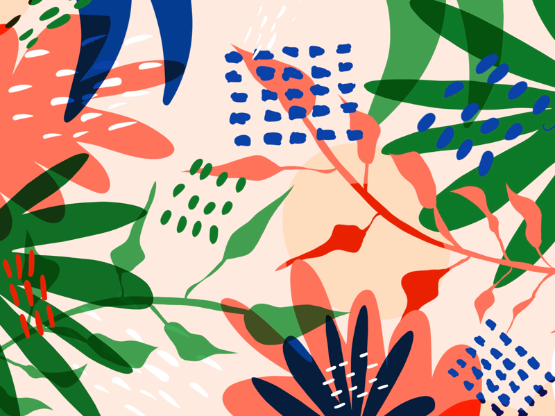 Tropical Spring rgb primary colours procreate illustrator surface pattern textile design perth illustration plant jungle