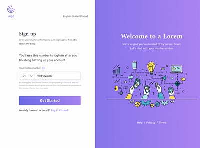 Sign Up Page illustration ui ux website