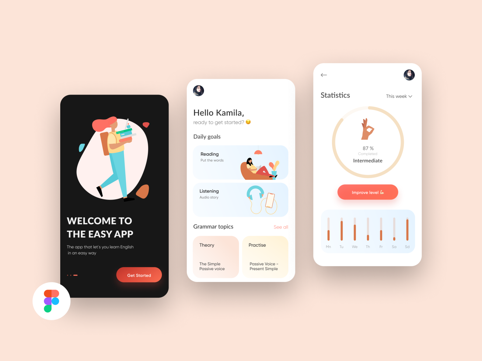 English Learning Mobile App by Kamila Kramareva on Dribbble