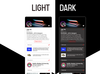 Light & Dark dark light mobile ui ux