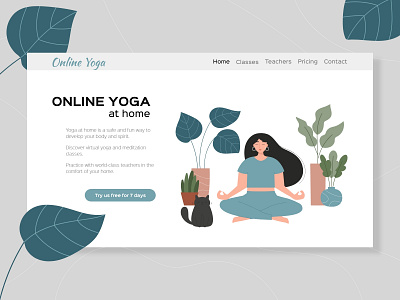 Daily UI 003 Landing Page adobe xd adobexd cat challenge daily 100 challenge daily ui dailyui dailyui 003 design illustration interface landing page meditation online classes ui ux uxui web web design yoga