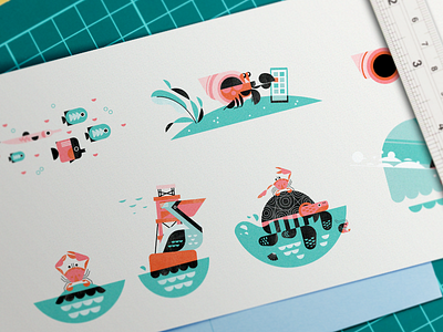 Sea life all turtles design geometric illustration mmhmm