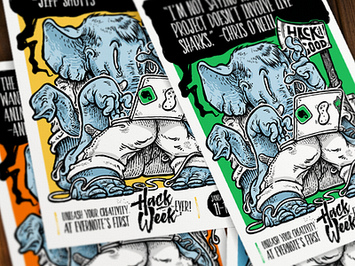 Hack Week Poster elephant evernote hack illustration poster week