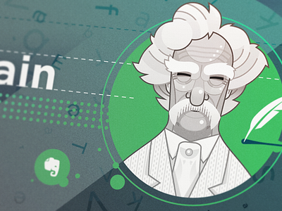 Mark Twain design evernote illustration mark twain