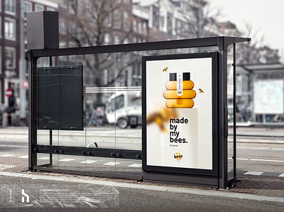 Beeo Honey Advertisement | Bzzzzzz adobe advertisement advertising brand brand identity branding design graphic design logo logo inspiration logotype mockup outdoor advertising packaging visual identity