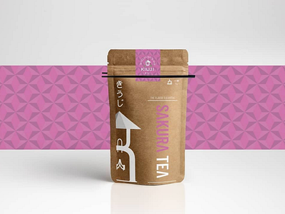 Kiuji in paper craft package branding design inspired logotype mockup packaging pattern tea webgraphic