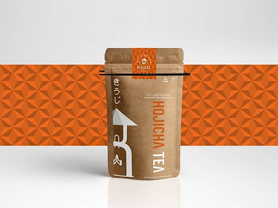 Kiuji in paper craft package branding design inspired logotype mockup packaging pattern tea webgraphic