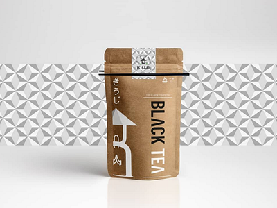 Kiuji in paper craft package branding design inspired logotype mockup packaging pattern tea webgraphic