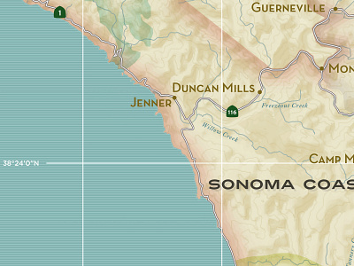 Sonoma Coast Appellation Map appellation california illustration land map ocean pacific sonoma vineyards winery