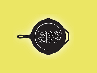 Logo for Wanda’s Cooking black chef cooking kitchen lettering logo logo design pan skillet